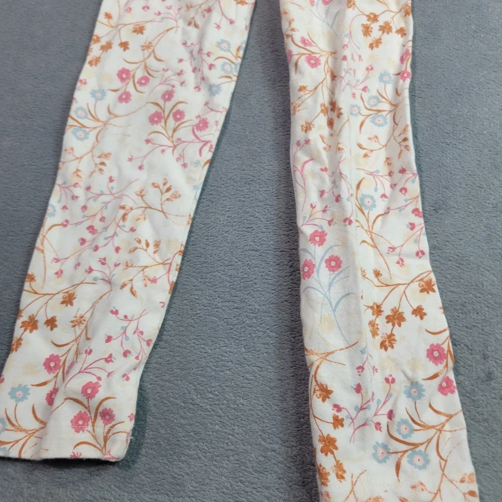 The Children's Place Legging Girls 4T White Pink Floral Botanical Cotton Stretch